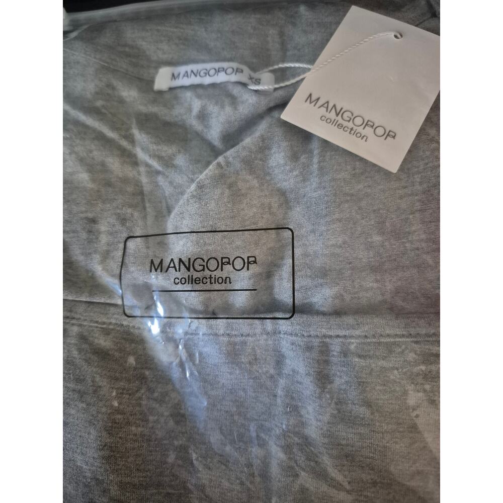MANGOPOP Shirt Womens SZ XS Gray Square Neck Long Sleeve Fitted Tees - Picture 8 of 8